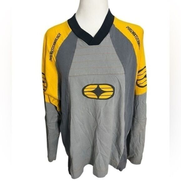 no fear Tops - Vintage Black and Yellow No Fear racing long sleeve extra large top motocross